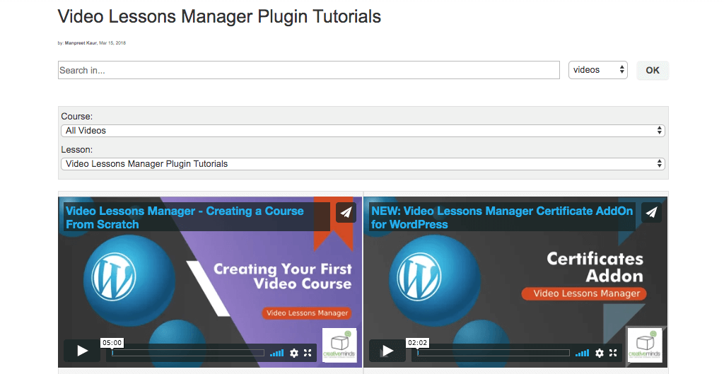 Video Lessons Manager - 5 Best LMS Plugins for WordPress in 2020